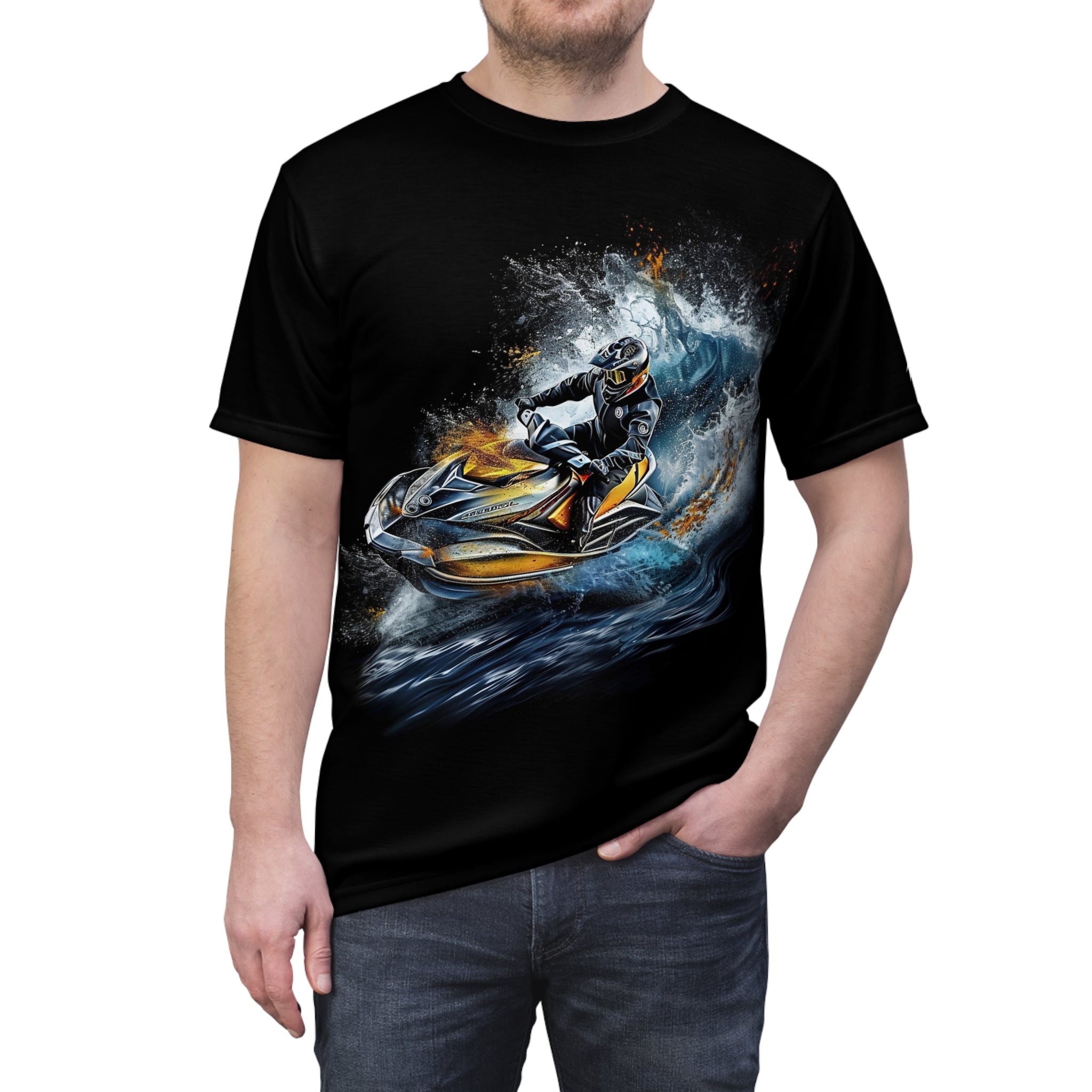 Yellow Jet Skier t-shirt - jet ski - watersports - personal watercraft - waves